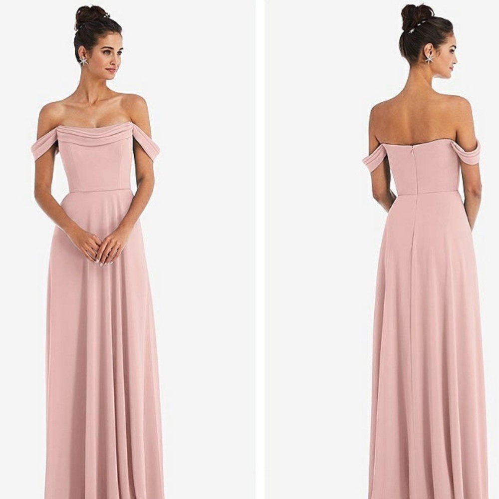 Dessy group pink bridesmaids dress